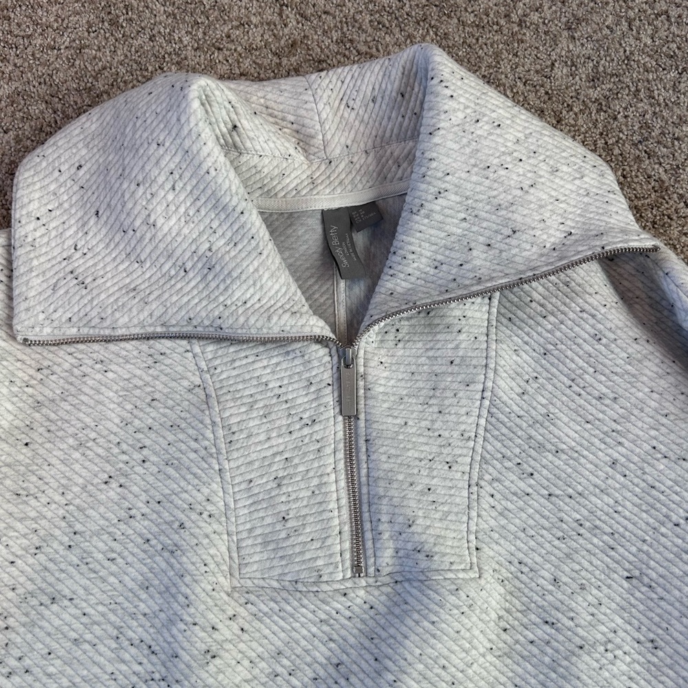 Sweaty Betty Radiant 1/4 zip ribbed Heathered heavyweight sweatshirt. Boxy. EUC - Picture 4 of 16